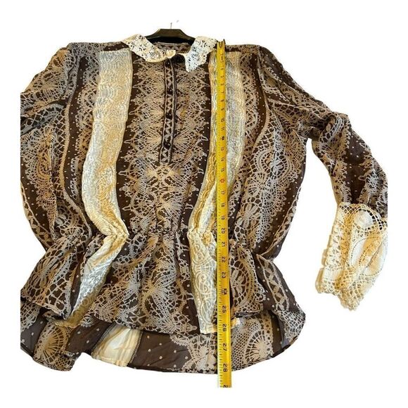 Sportmax Women’s Brown Lace Neckline Sleeves Fancy Blouse Top Size 8 Business - Picture 5 of 7